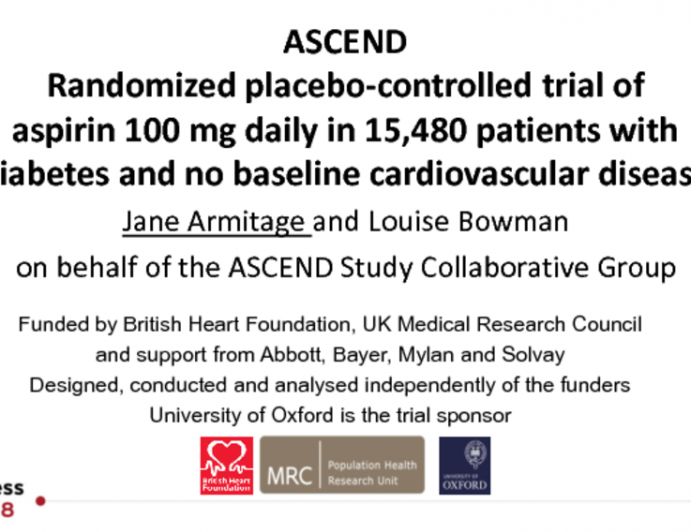 ASCEND Randomized placebo-controlled trial of aspirin