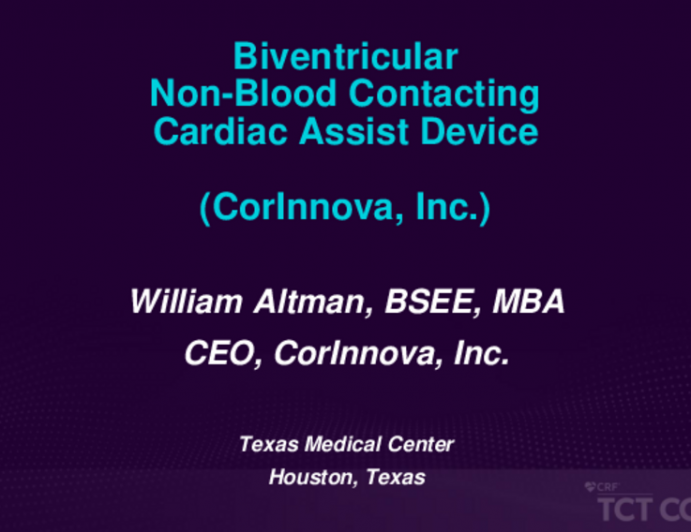 Biventricular Non-Blood Contacting Cardiac Assist Device (CorInnova)