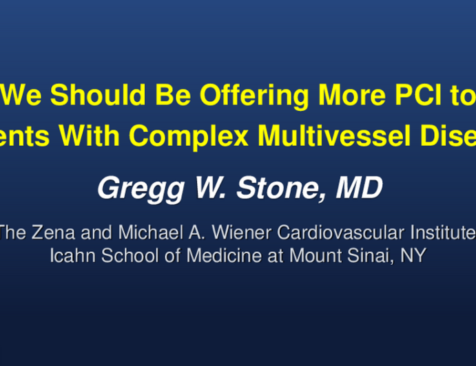 We Should Be Offering More PCI to Patients With Complex Multivessel Disease